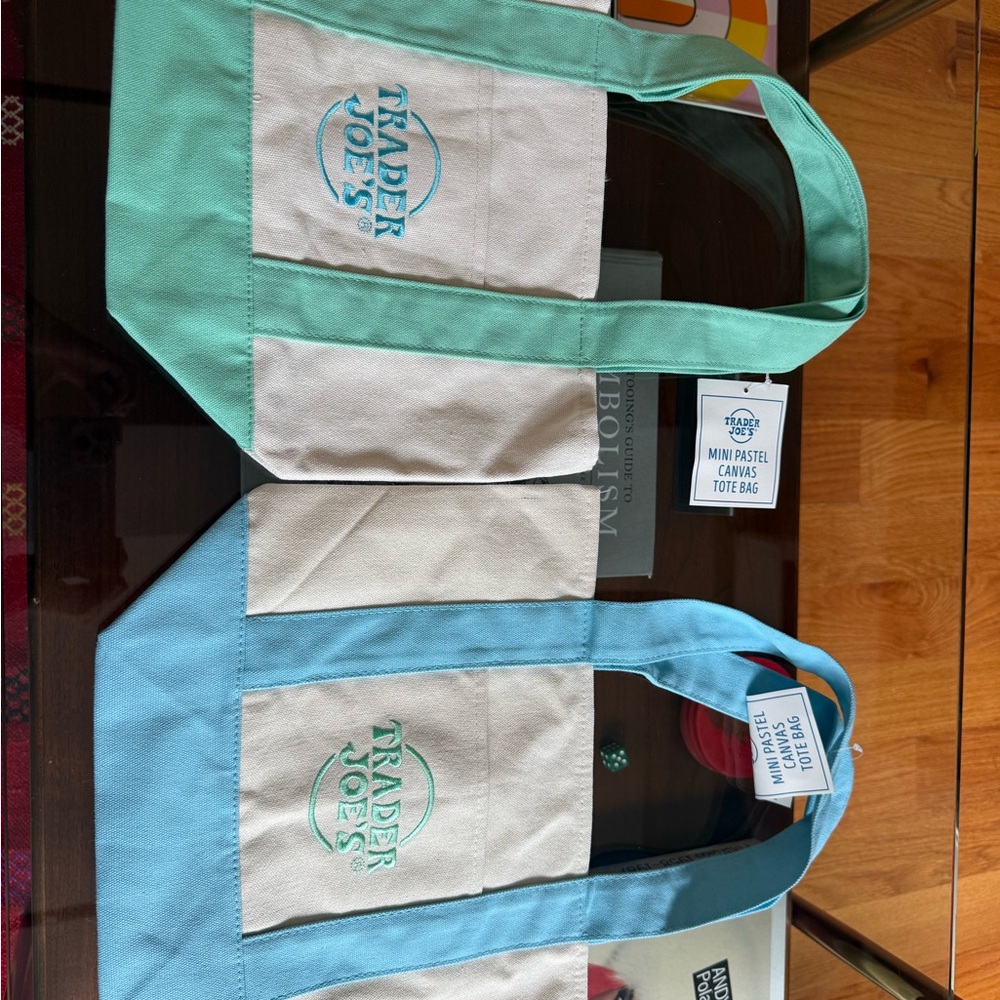 TRADER JOES mini pastel tote - set of 2